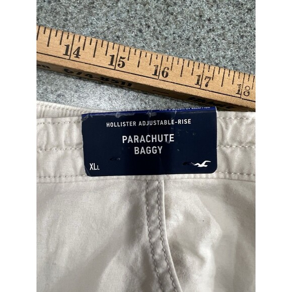 Hollister Adjustable Rise Parachute Baggy Utility Pants Cream Y2K Men XL NEW - Picture 5 of 13